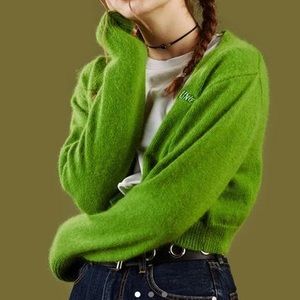 SOLD 🛑UNIF Liv Cropped Fuzzy Neon Cardigan Sweater